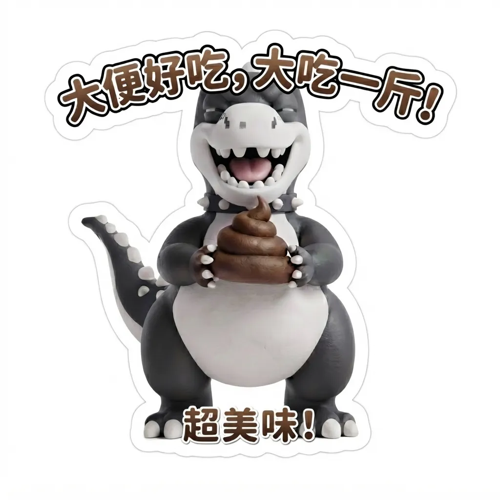 幽默恐龍貼紙：大吃一斤的美味時刻