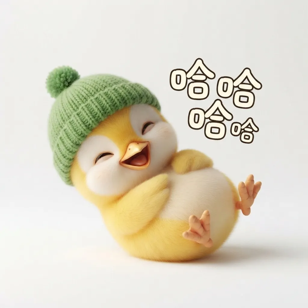 笑翻了！軟萌小雞戴綠毛帽哈哈哈貼圖