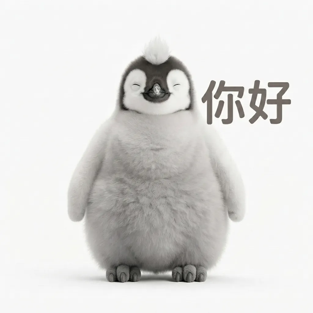 暖心微笑:毛茸茸小企鵝的親切問候