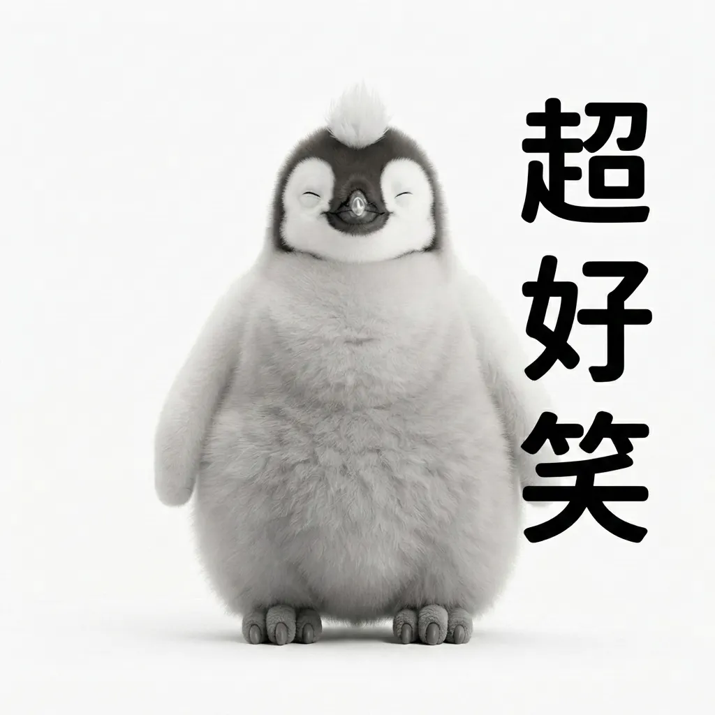 開懷大笑的絨毛小企鵝:超好笑幽默迷因