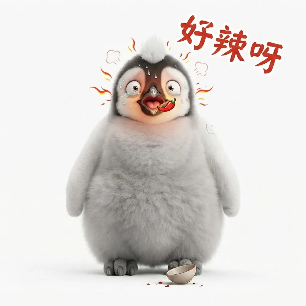 被辣到流淚的小企鵝：好辣呀！