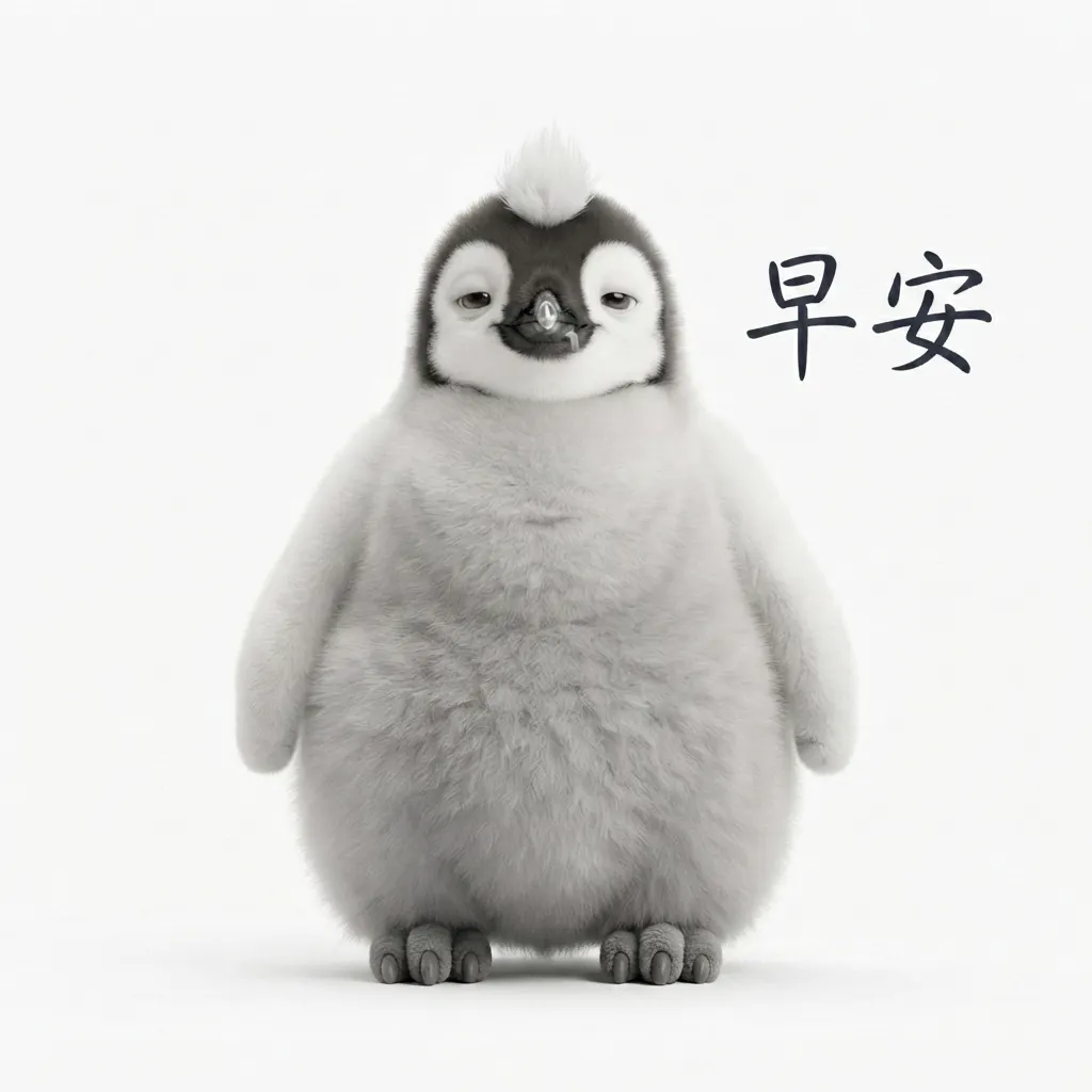 初醒的企鵝寶寶:溫馨早安時刻