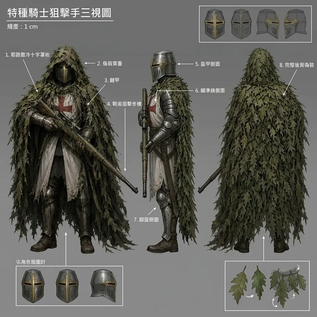 身著吉利服的十字軍騎士