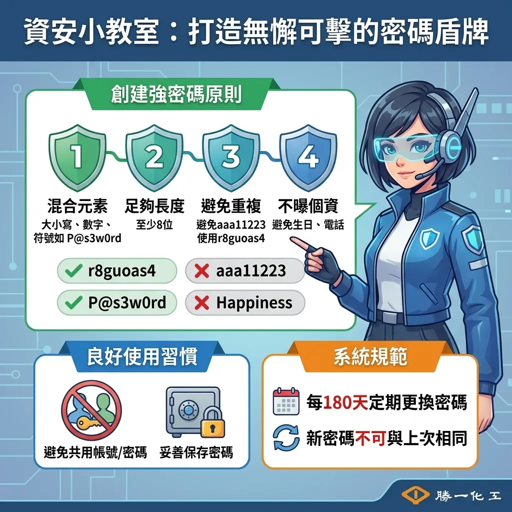 資安小教室:打造無解可擊的密碼盾牌宣導圖卡