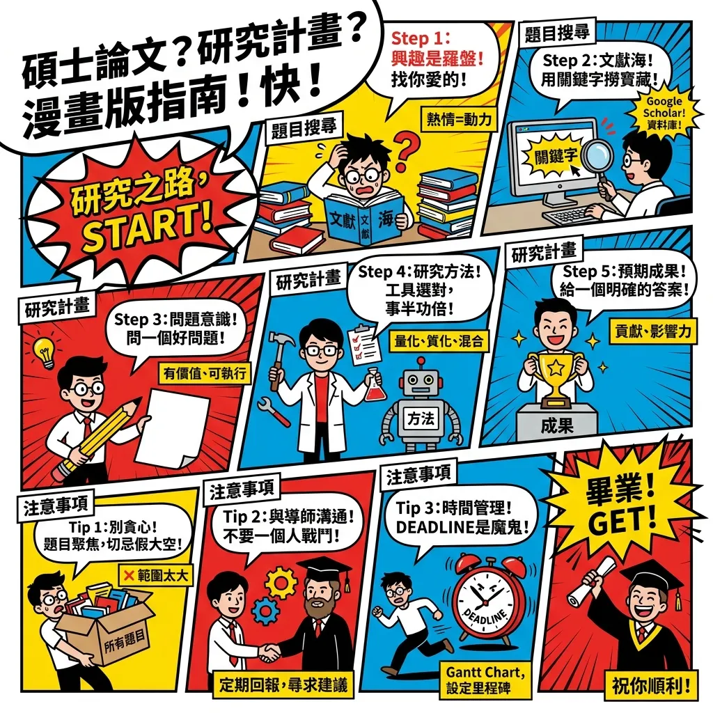 碩士論文研究計畫：漫畫版生存指南 9 步驟