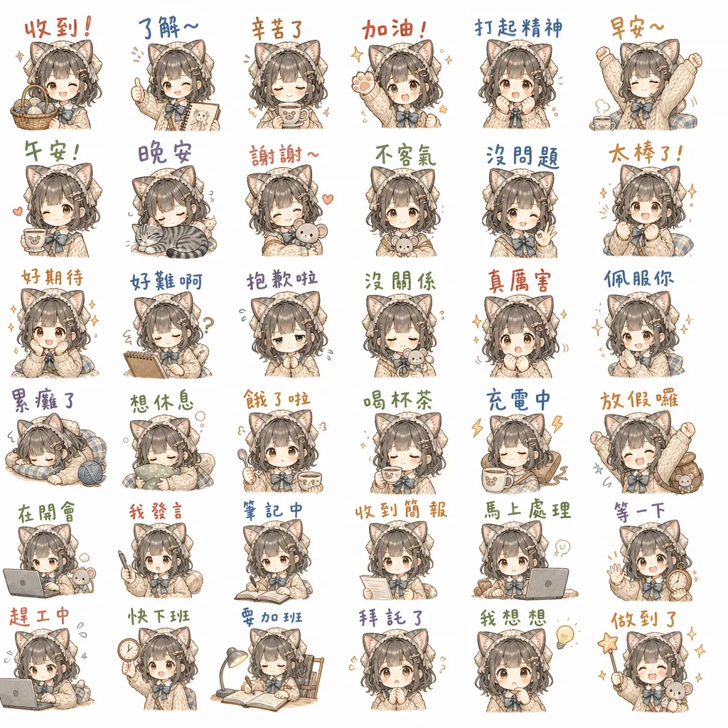 暖心貓耳少女的療癒日常：復古童話貼圖集