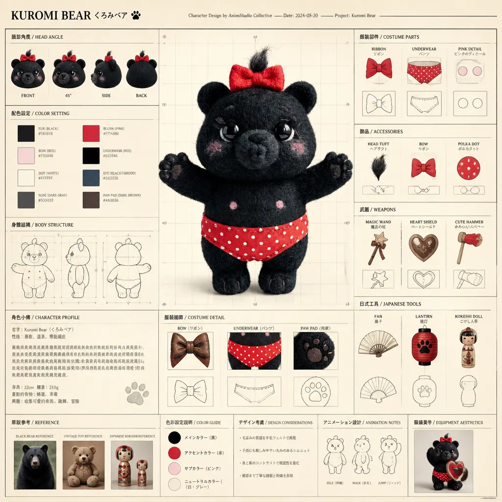 Kuromi Bear 官方角色設計設定稿加了咪咪的小寶