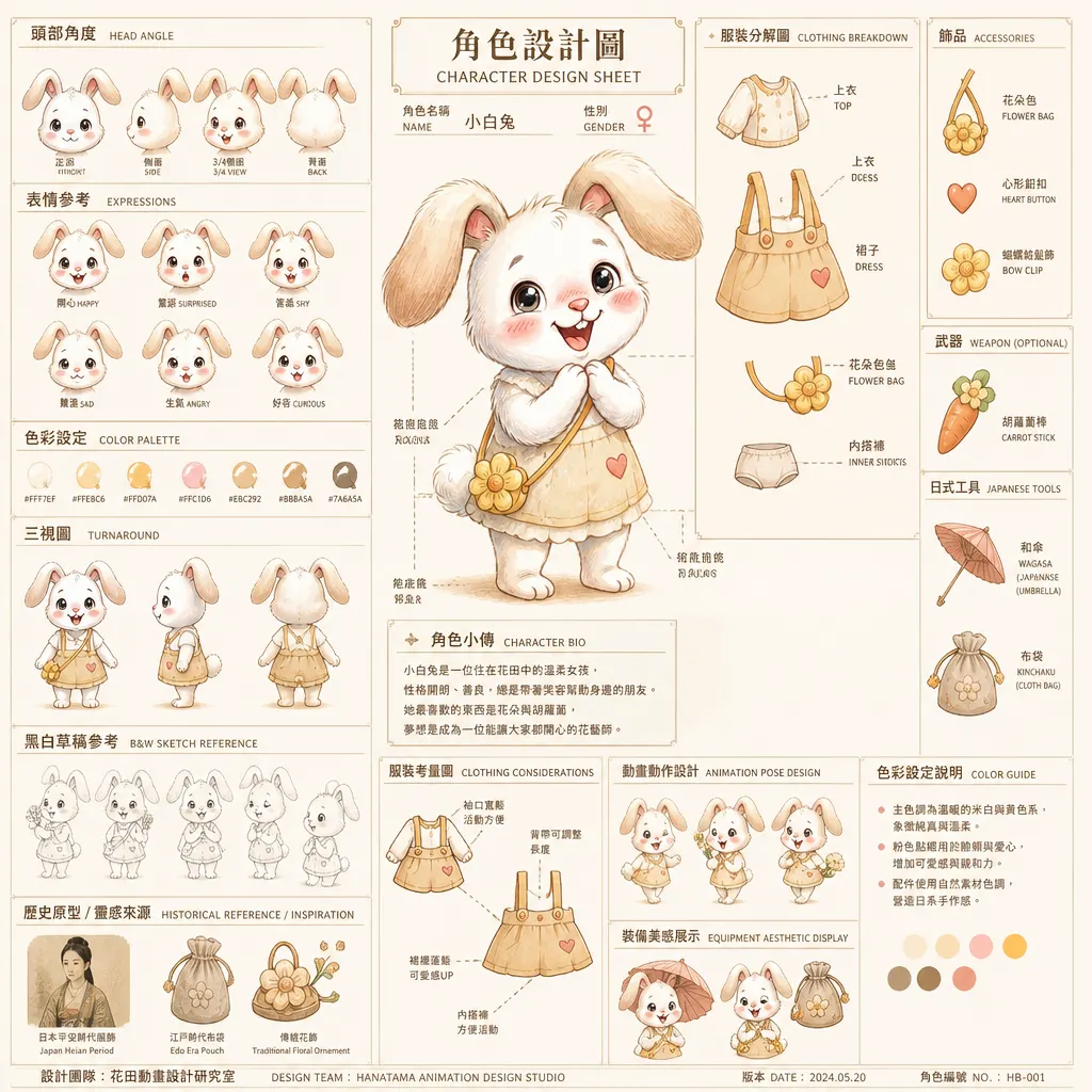 暖心萌兔「蹦蹦」角色設計設定圖