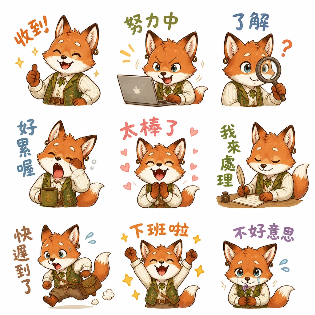 森林紳士小狐狸的日常職場生活表情包