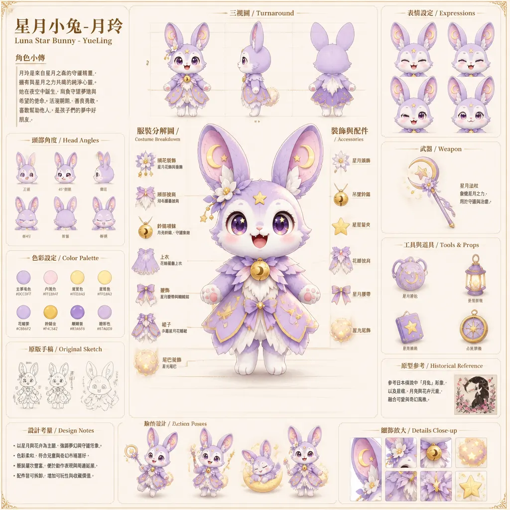 幻夢守護精靈：星月小兔-月玲角色設定集