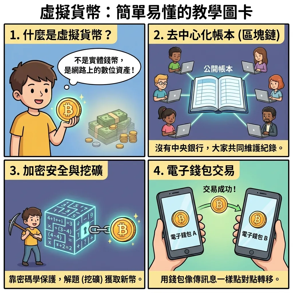 新手必看!四格漫畫輕鬆秒懂虛擬貨幣與區塊鏈