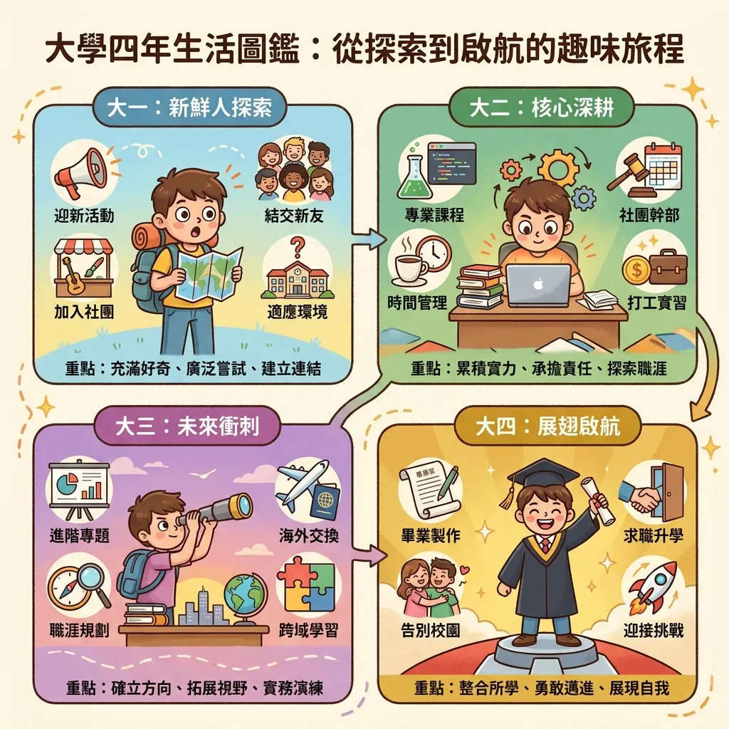 大學四年生活圖鑑:從菜鳥探索到畢業啟航的趣味旅程