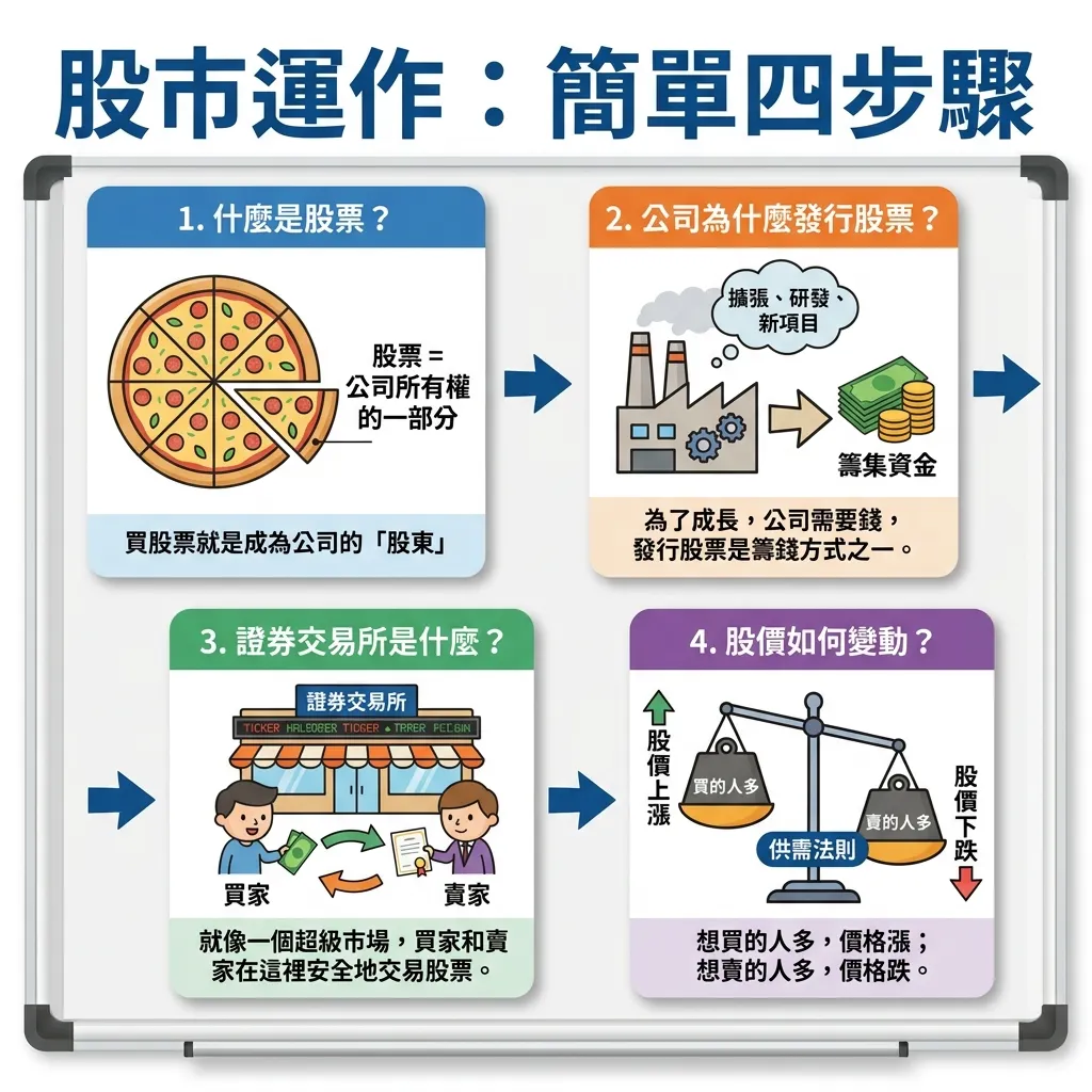 新手理財第一課：股市運作簡單四步驟圖解