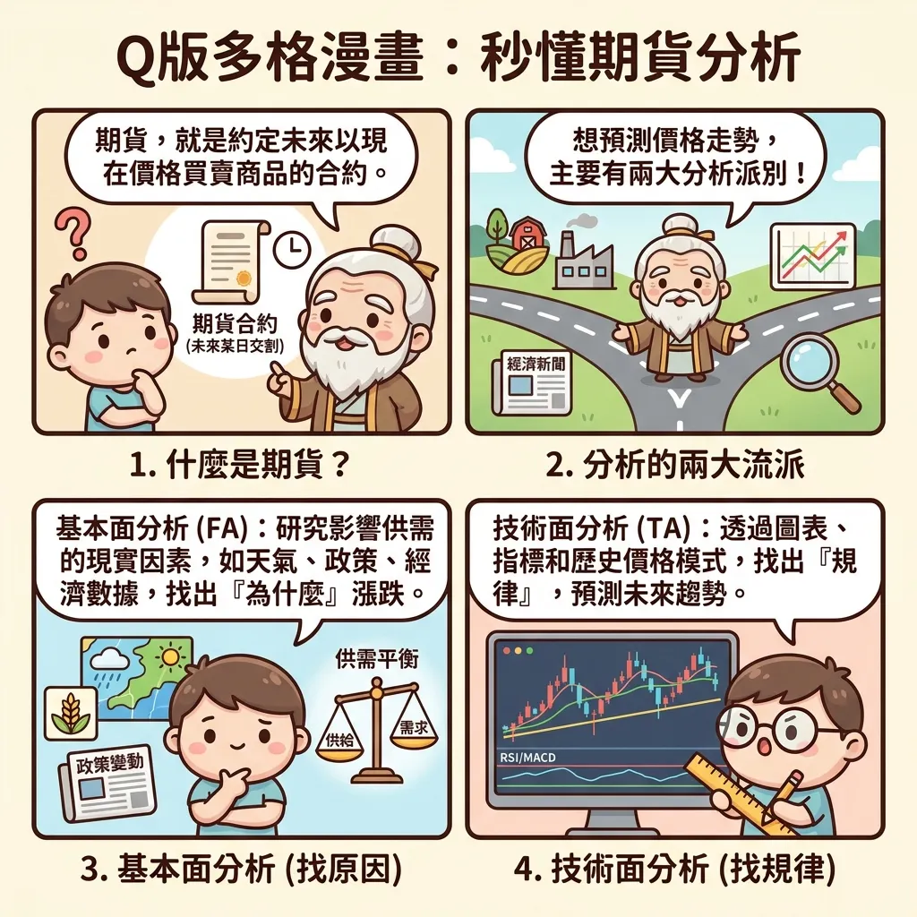 Q版多格漫畫:新手秒懂期貨分析入門指南