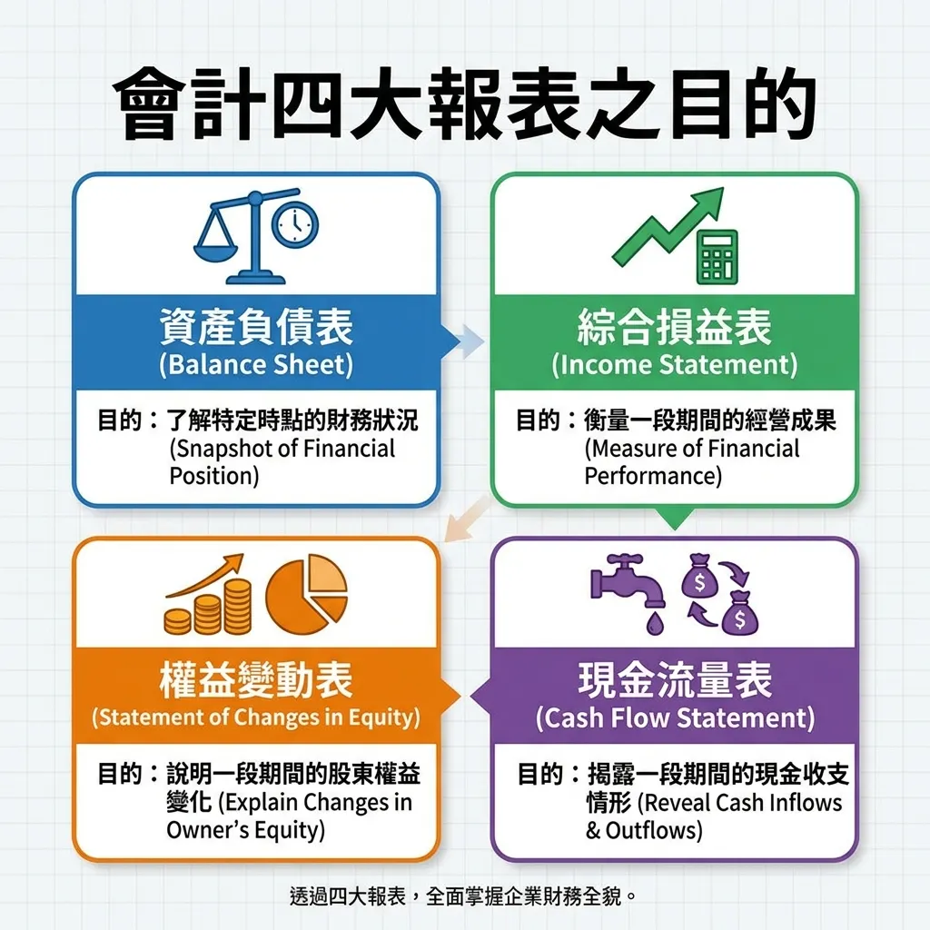 一圖看懂會計四大報表：掌握財務核心目的