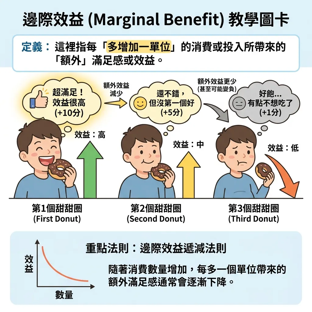輕鬆看懂經濟學：邊際效益遞減法則教學圖卡