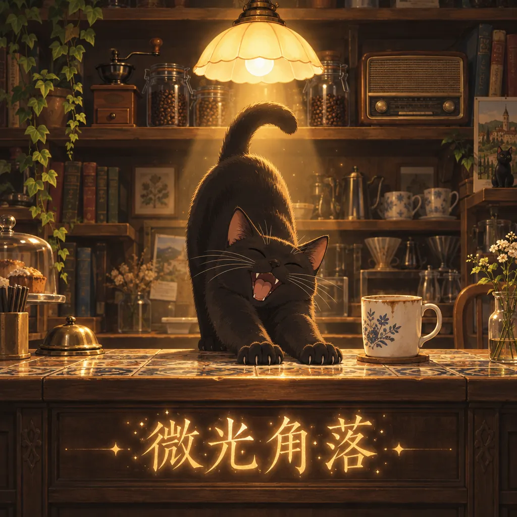 微光角落：復古咖啡廳的慵懶黑貓時光