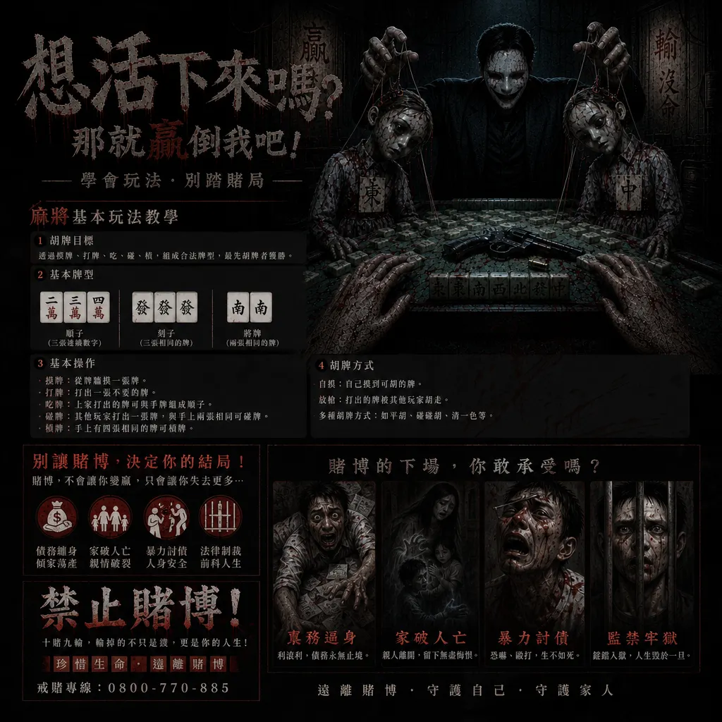 生死麻將:輸掉的代價是人生——戒賭宣導教育海報