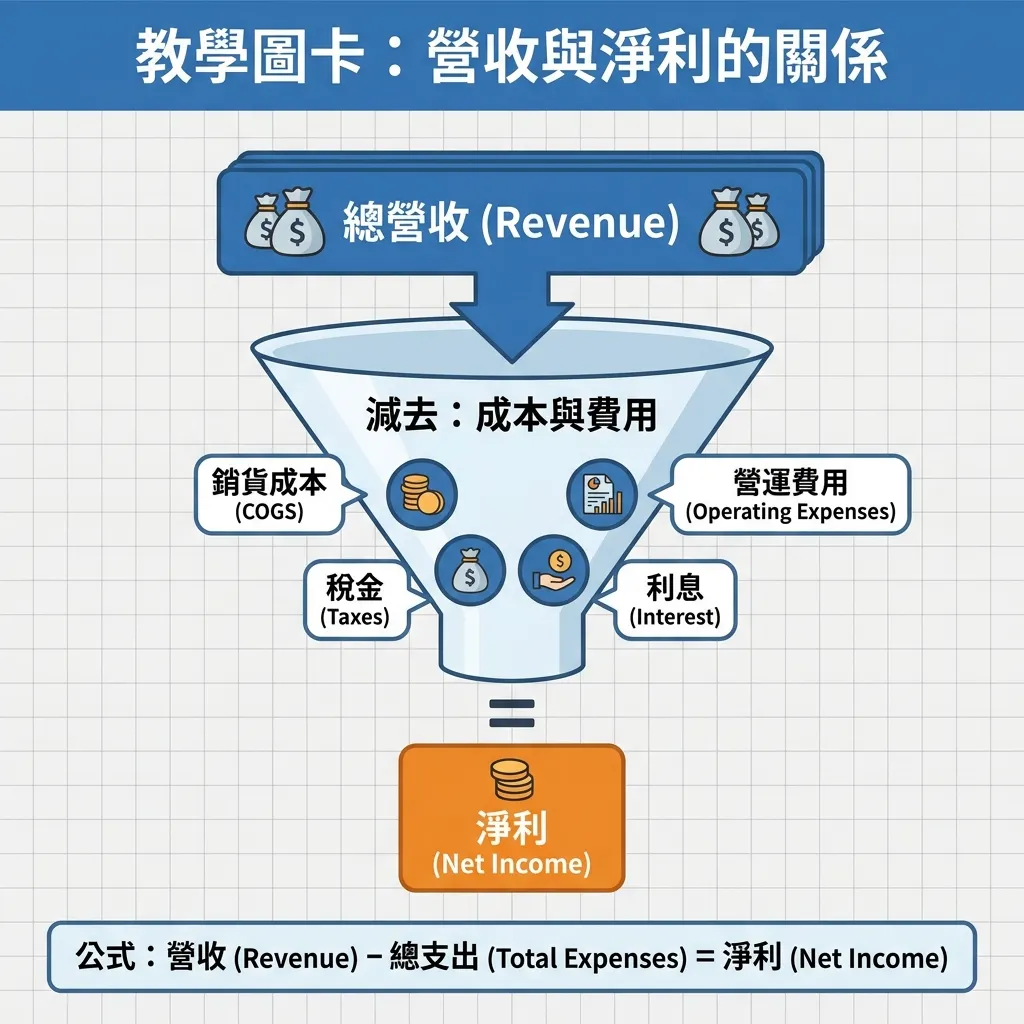 財富漏斗:營收與淨利的視覺化教學圖解