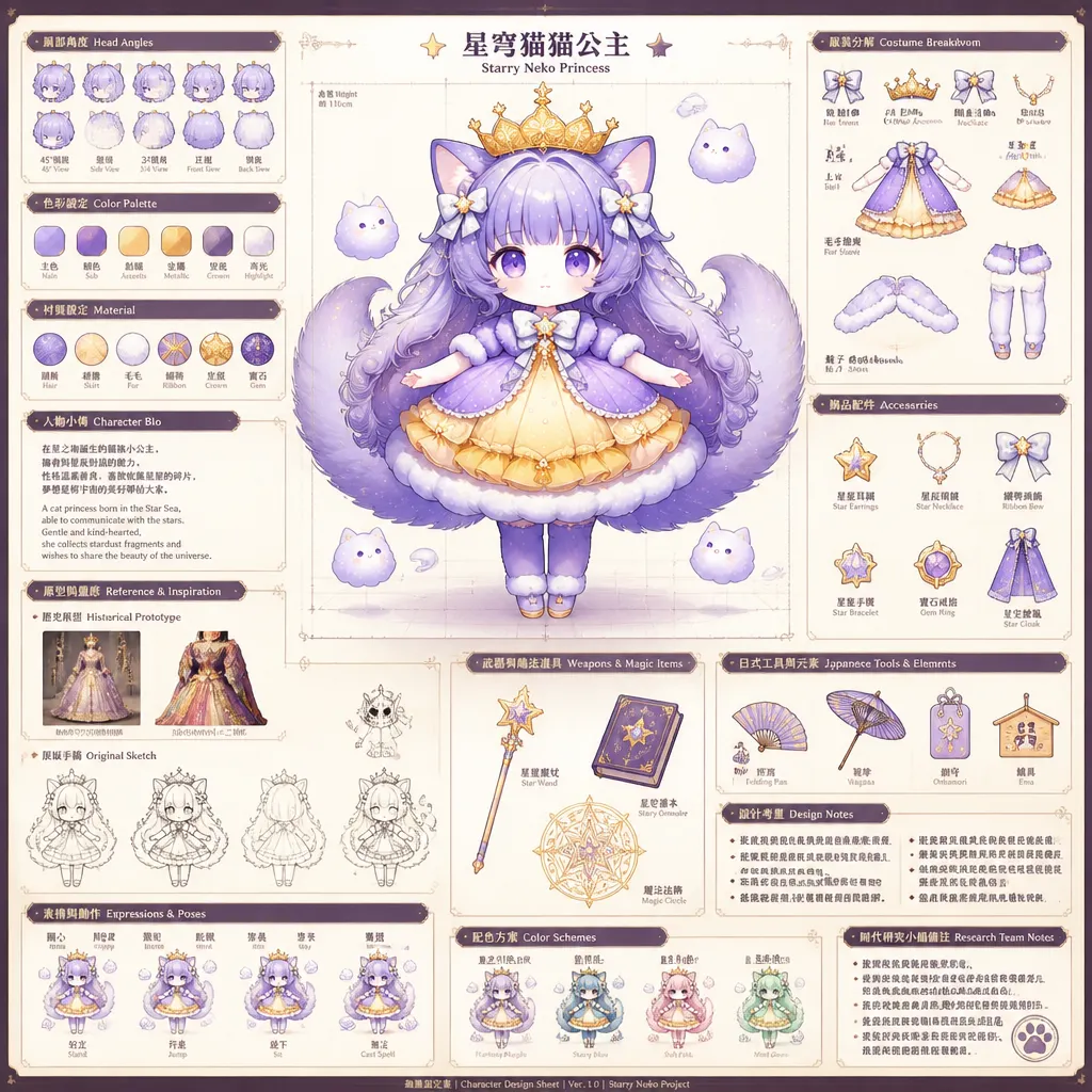 南台科大幼保系_4b2i0908_星穹貓貓公主：全方位角色設定參考圖