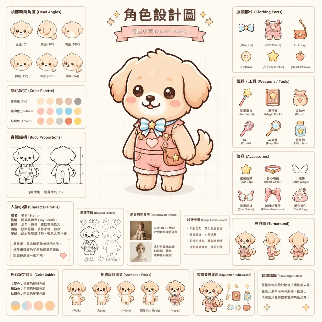 療癒系角色設計圖:星耀小狗 (Starry Puppy)