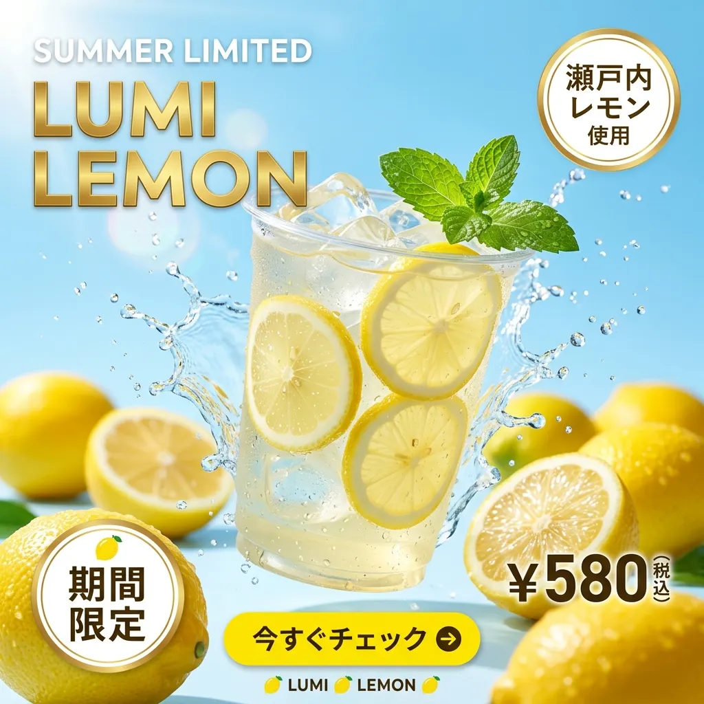 LUMI LEMON：夏日清爽瀨戶內檸檬飲廣告海報