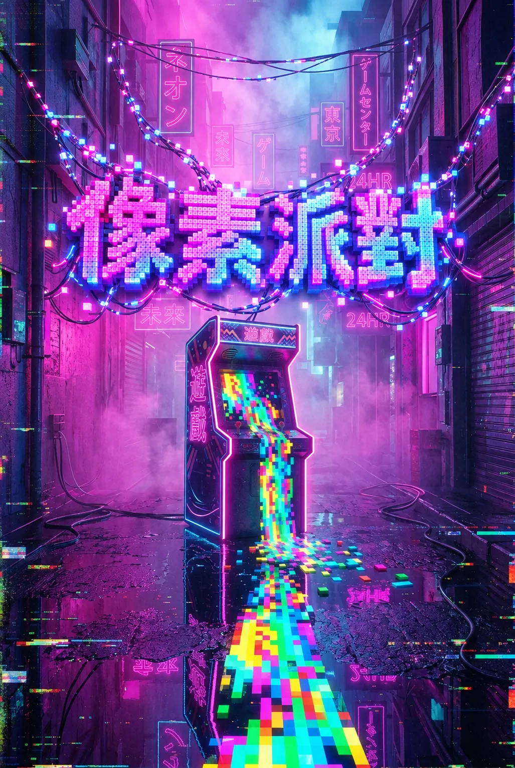 像素派對：霓虹街道的數位狂歡