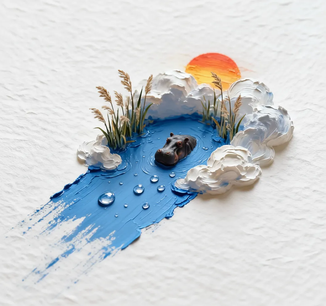 3D 油畫河馬