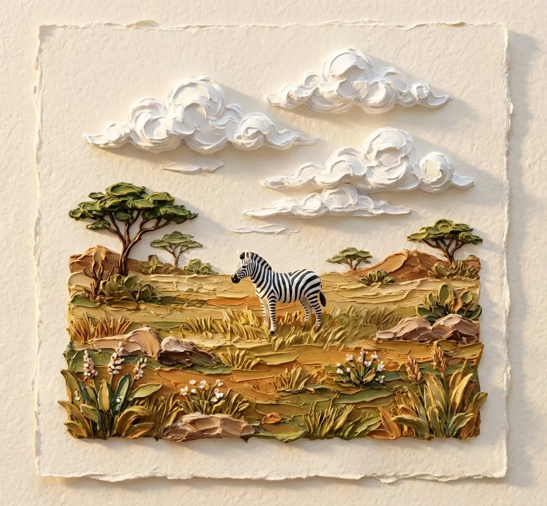 斑馬的非洲草原浮雕