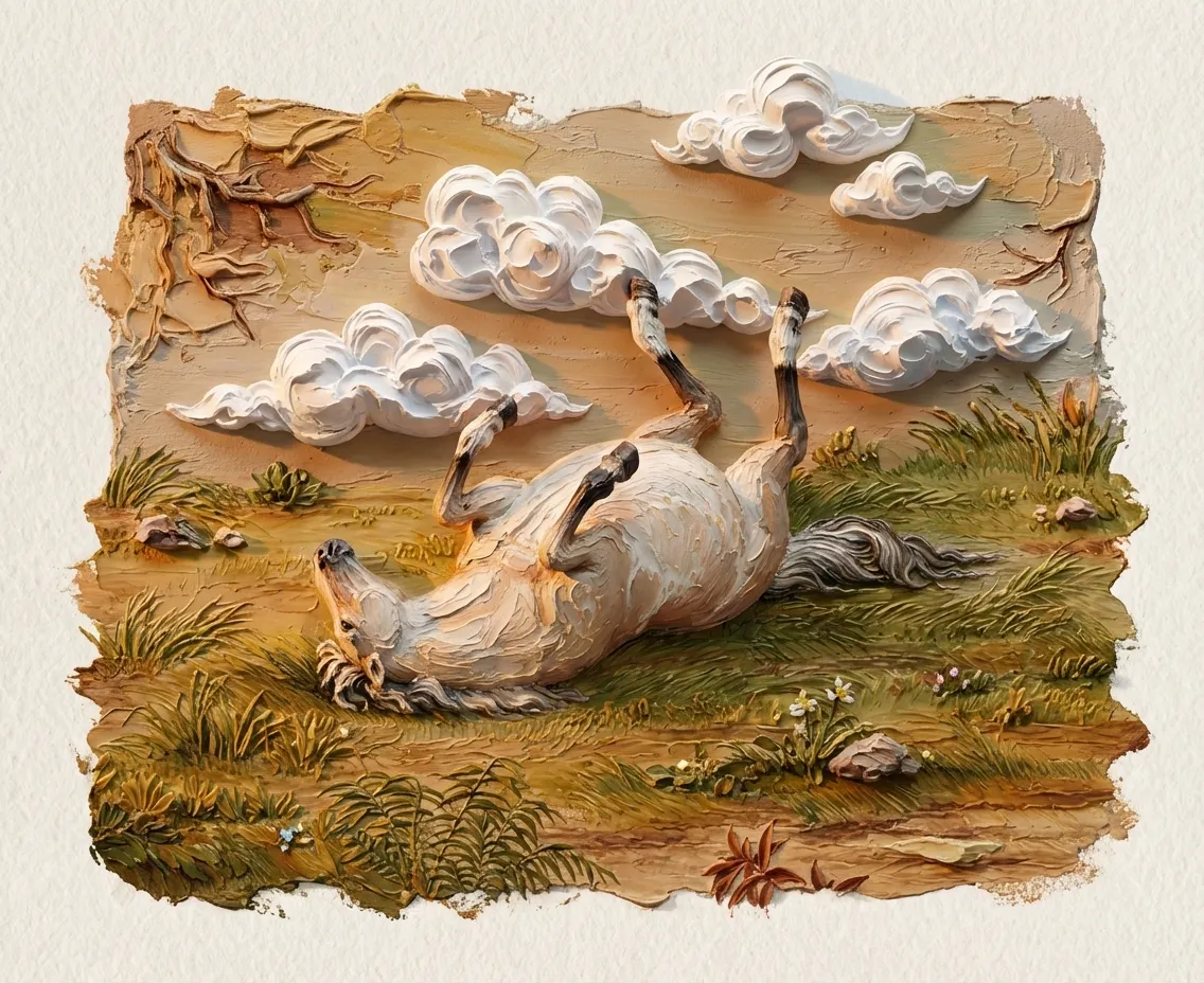 Playful Palomino in the Clouds