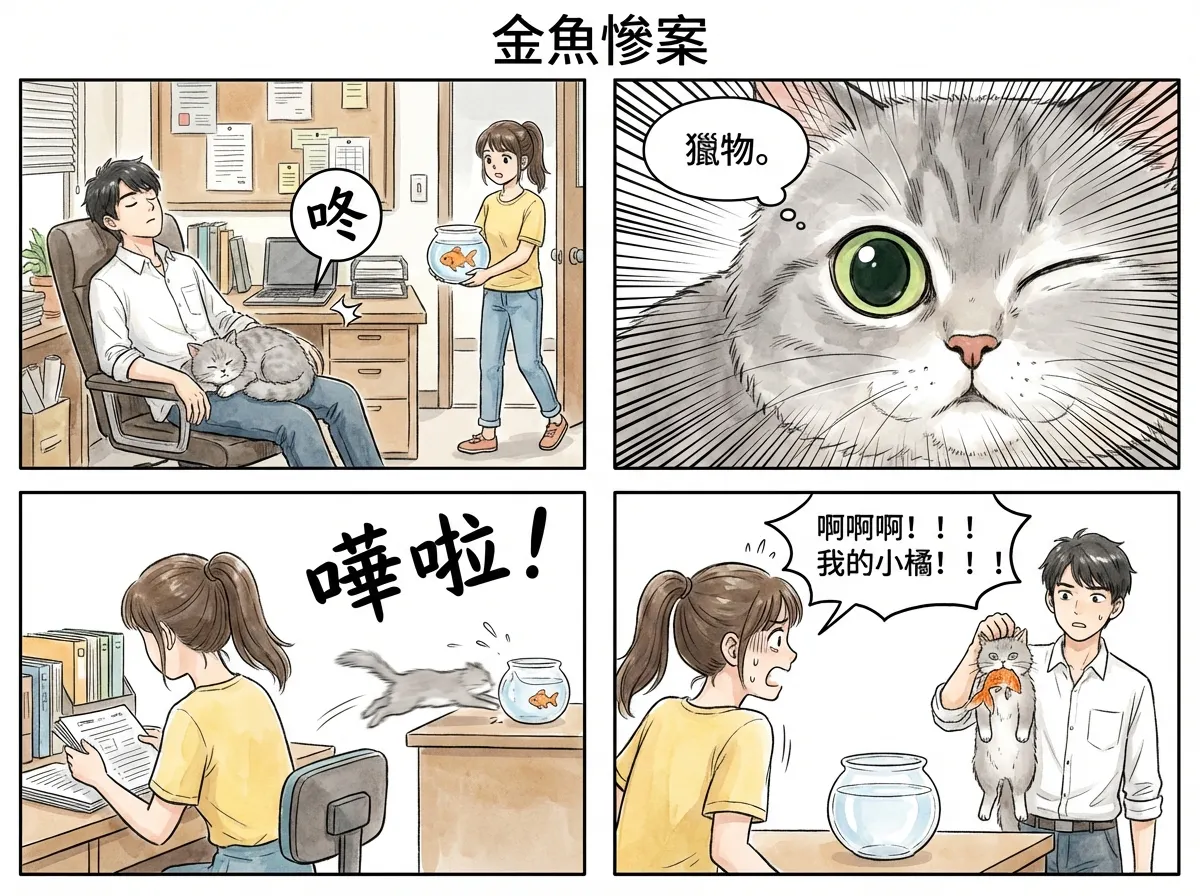 金魚慘案：貓咪的獵食本能