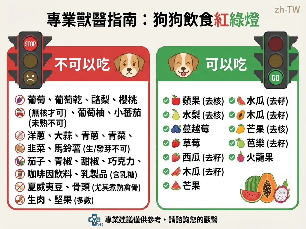 專業獸醫指南:狗狗飲食紅綠燈