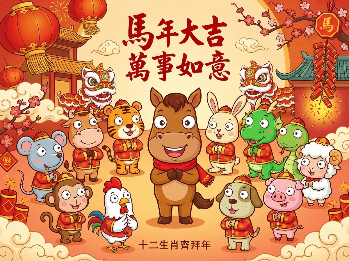 馬年大吉 萬事如意：十二生肖齊拜年