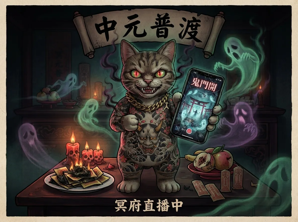 中元冥府直播:紋身靈貓與百鬼夜行卡片