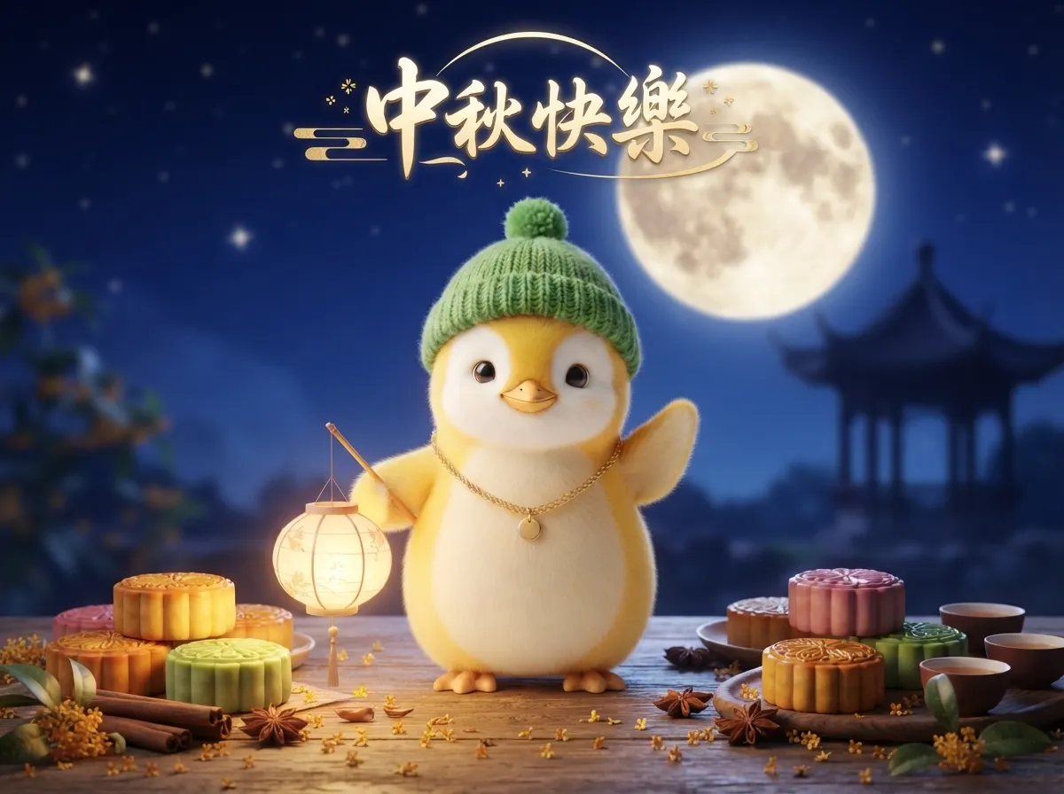 月圓人團圓:超萌小黃雞的中秋佳節祝福卡