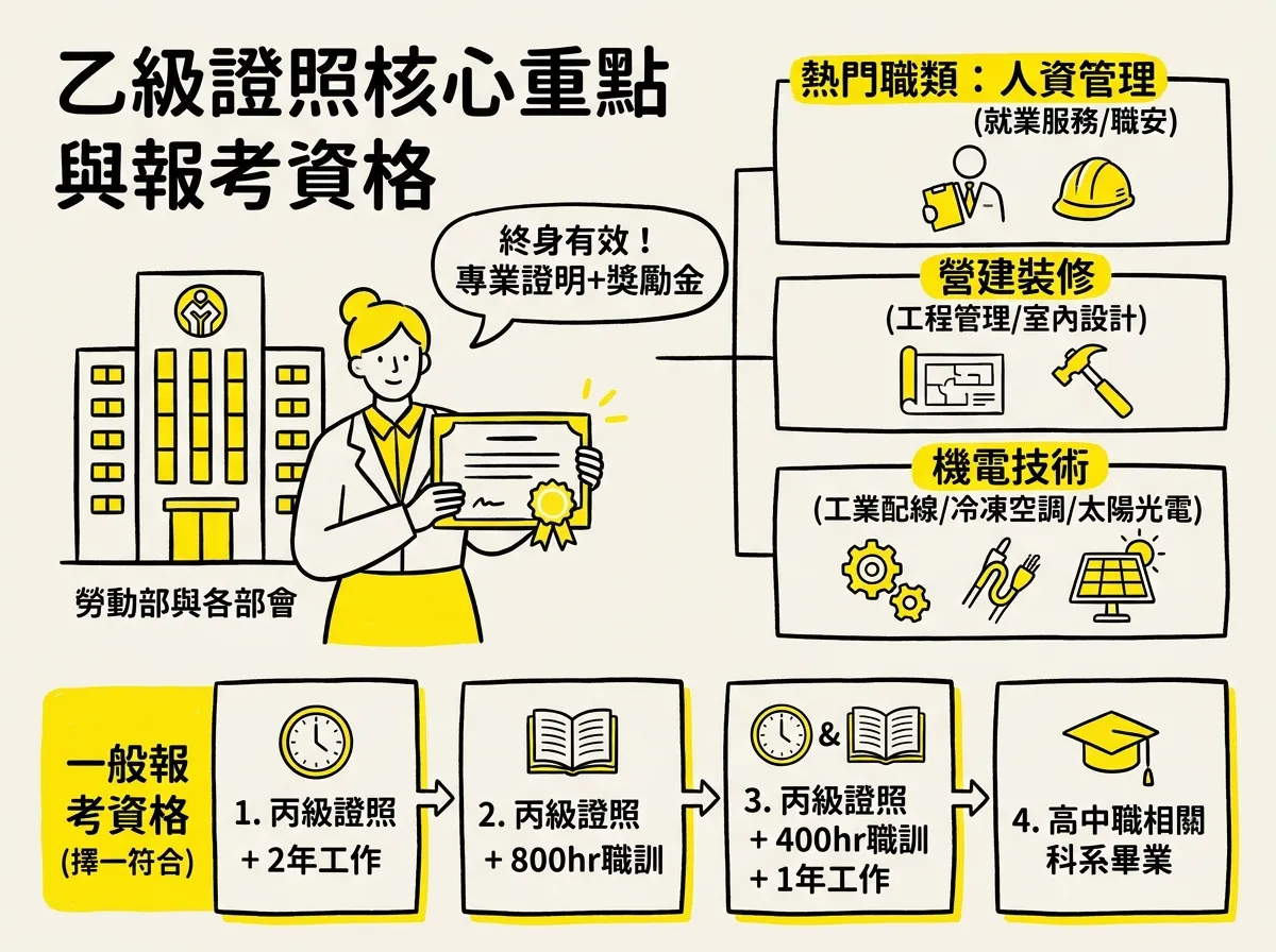 乙級技術士證照攻略：核心重點與報考資格圖解