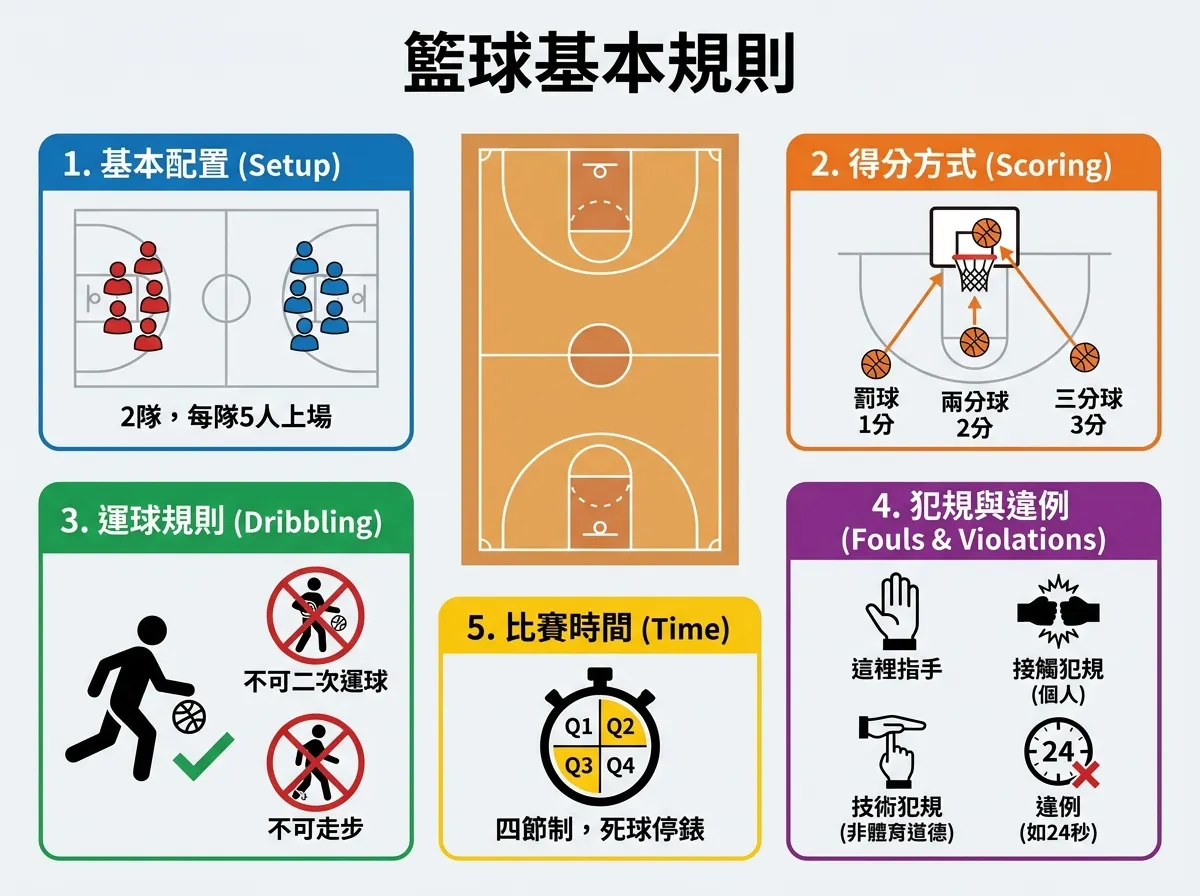 新手必看！籃球基本規則視覺化懶人包