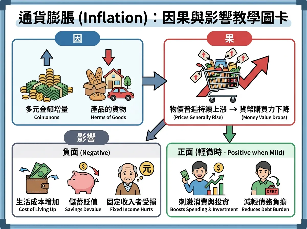 通貨膨脹:成因、結果與影響全解析教學圖卡