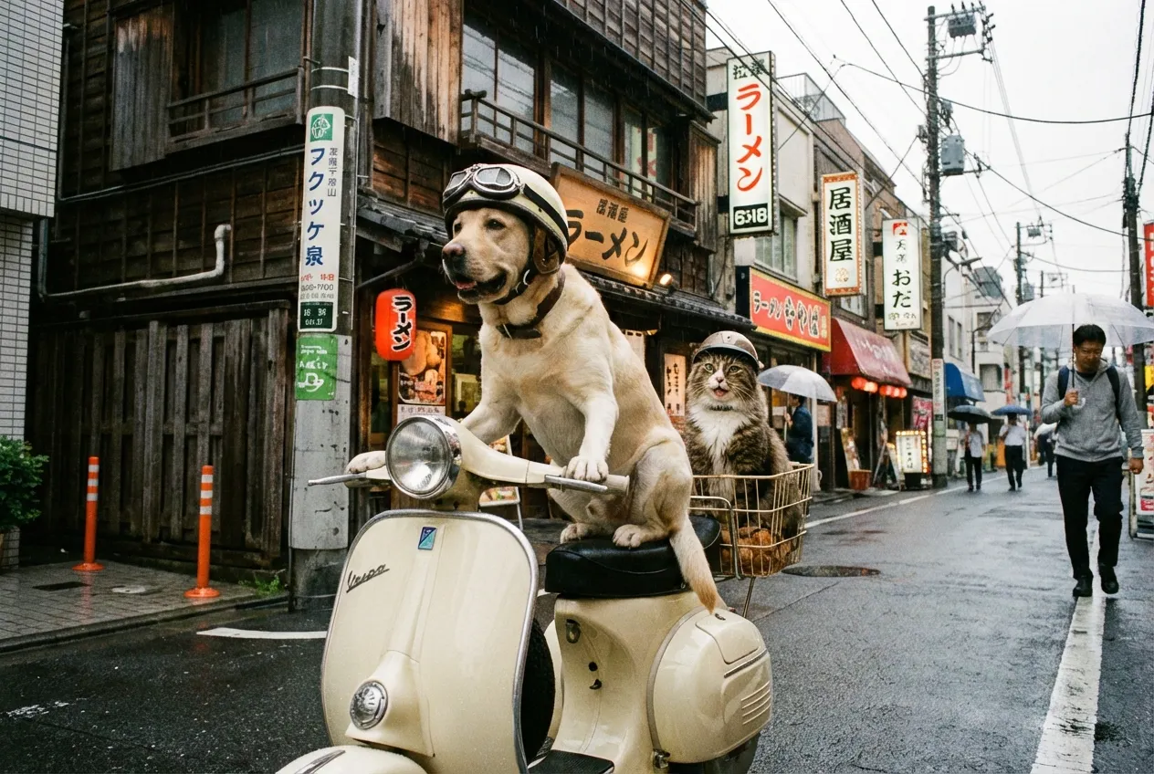 中信科大:黃金犬與貓咪的日本街頭之旅