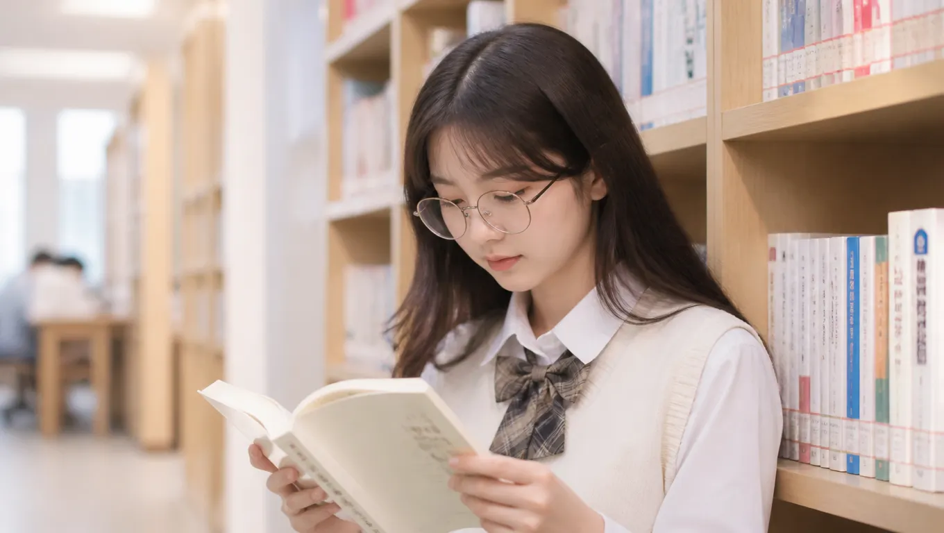 書香映晨曦：圖書館中的靜謐學子