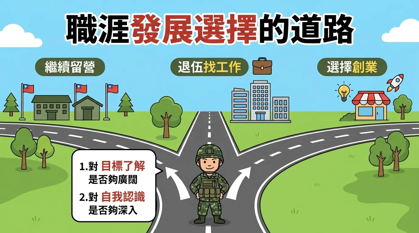 軍人職涯發展選擇之路:插畫風格PPT設計