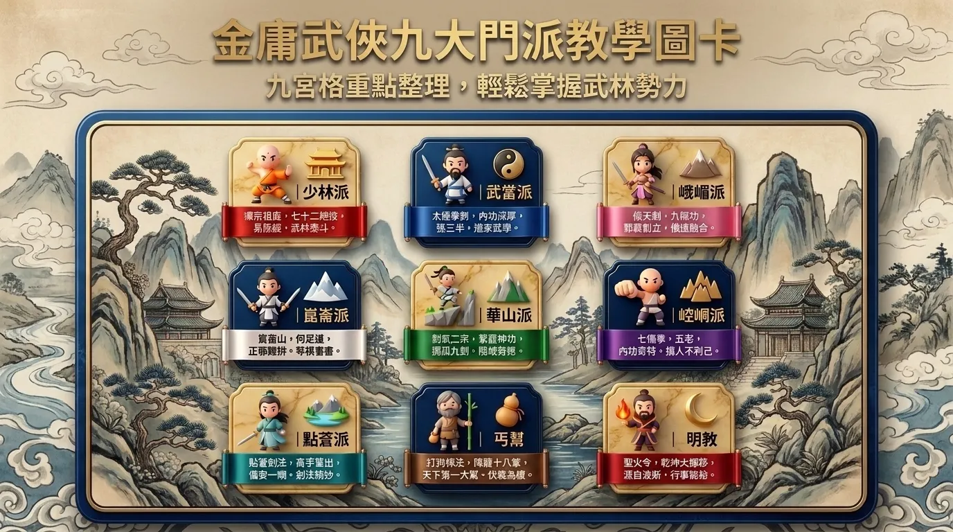 金庸武林九大門派：墨韻山水教學圖卡