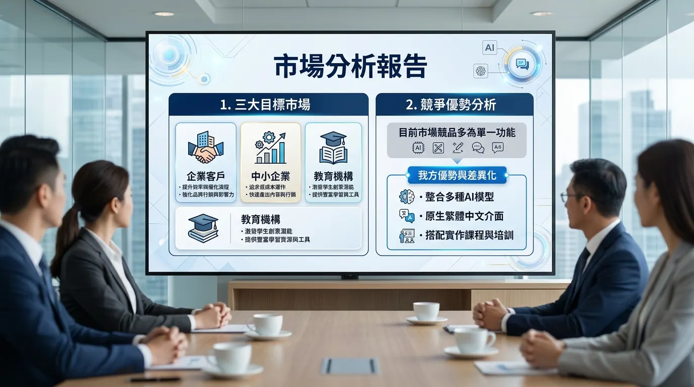 專業市場分析報告:現代科技風格投影片設計