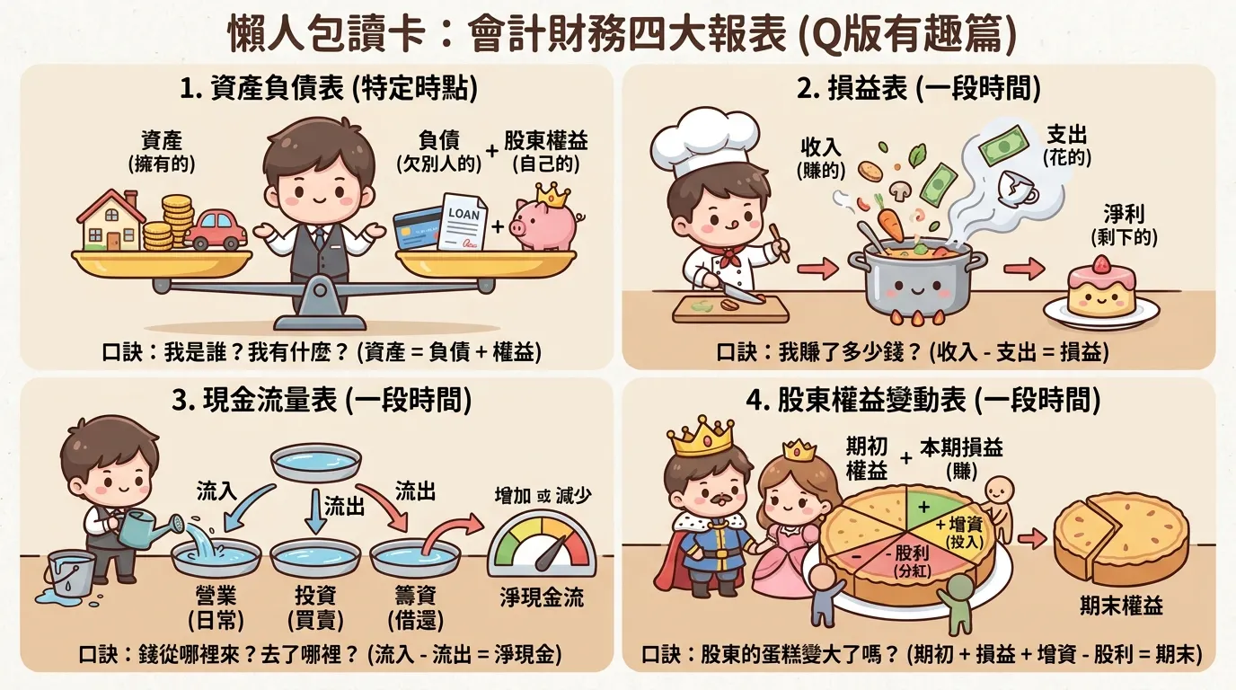 Q版會計小白必看：輕鬆看懂財報四大表懶人包