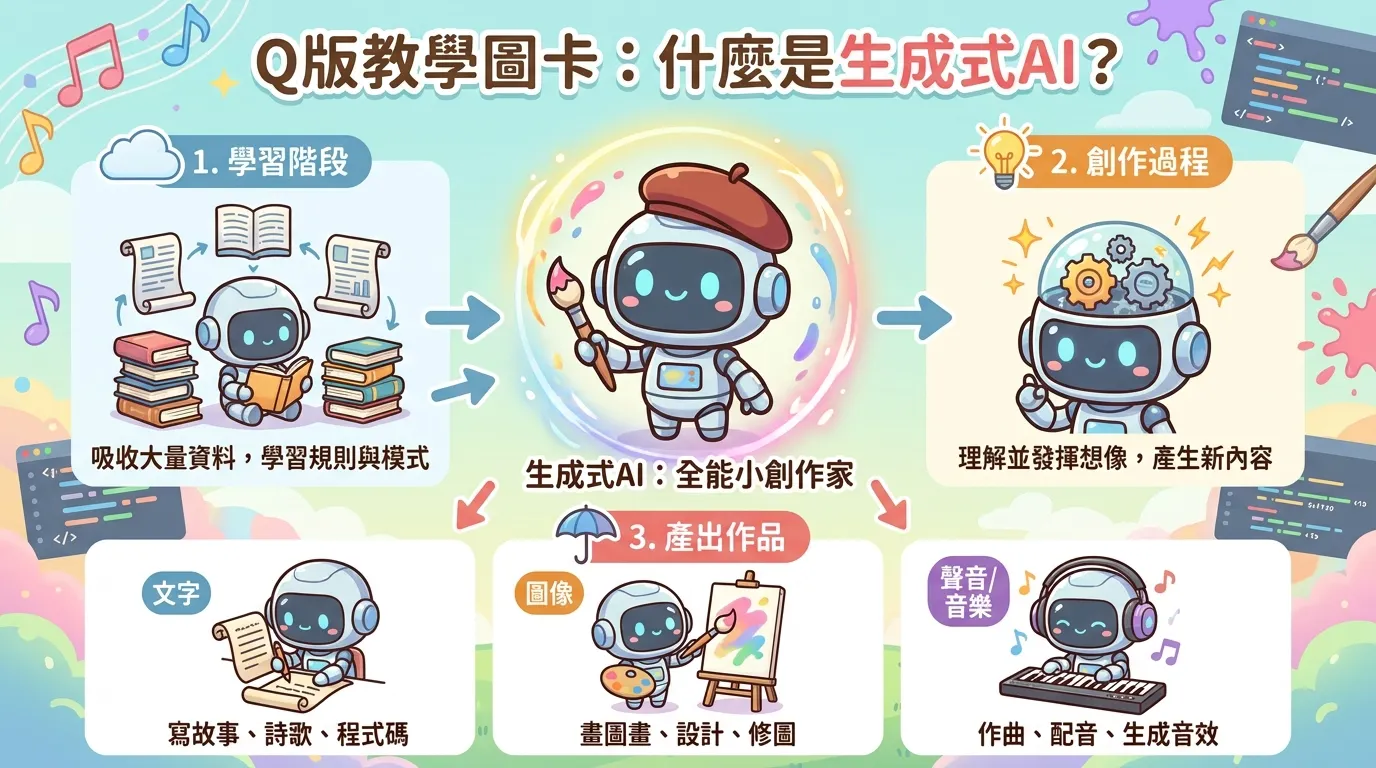 Q版可愛圖解：輕鬆看懂生成式AI的奧秘