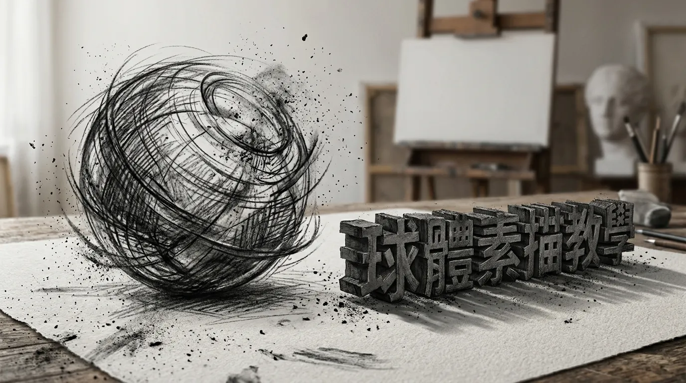 球體素描教學:炭筆光影藝術主視覺