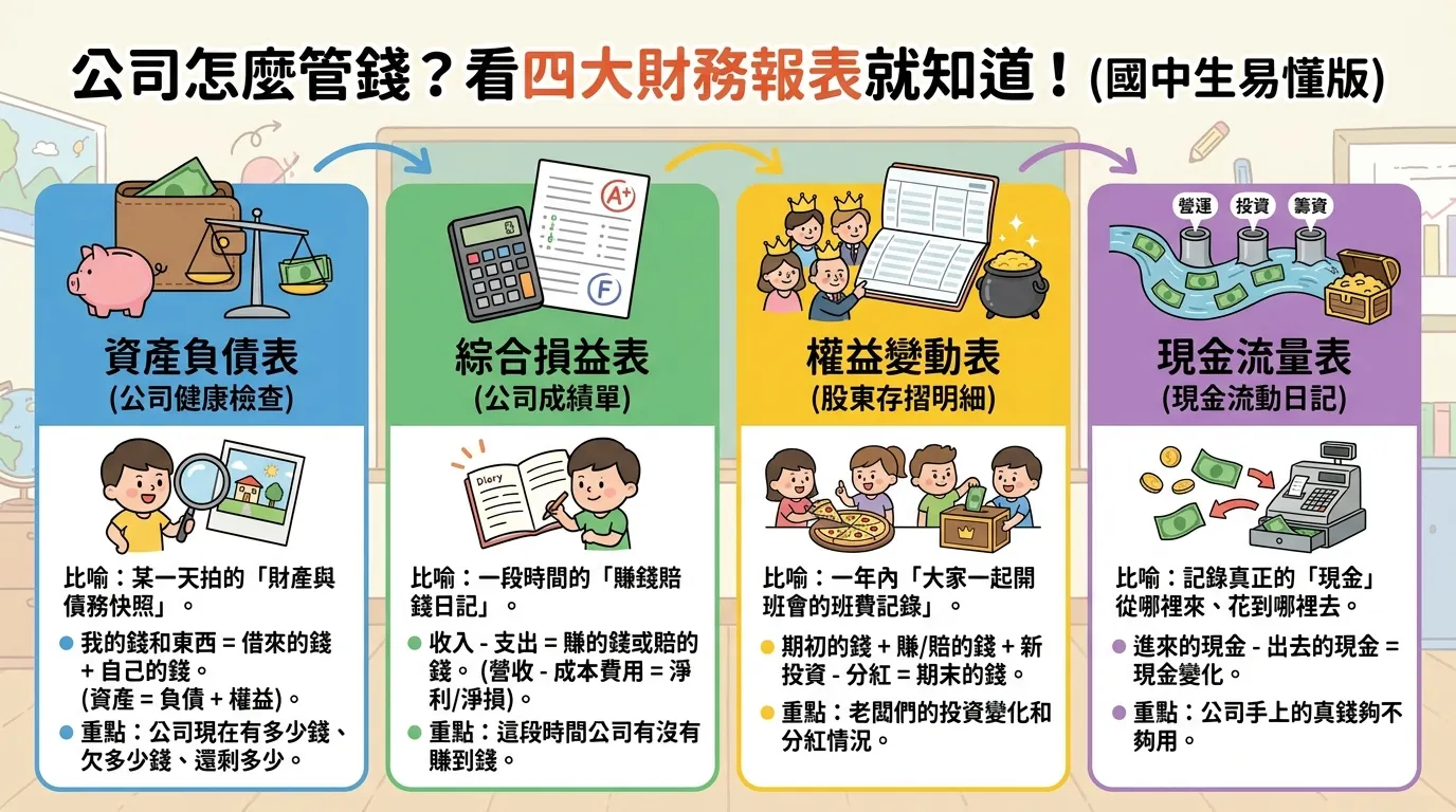 公司怎麼管錢？給國中生的四大財務報表簡易攻略
