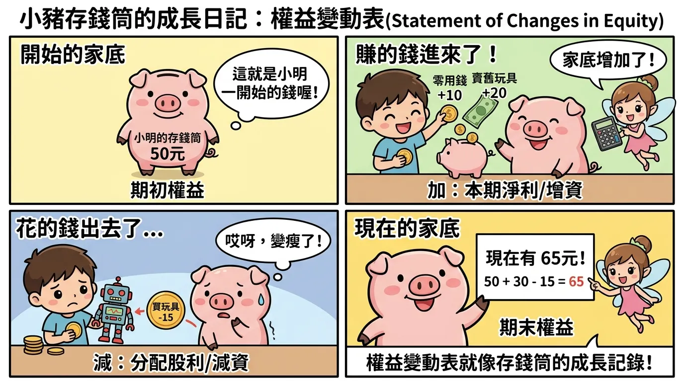 小豬存錢筒的成長日記：輕鬆看懂權益變動表