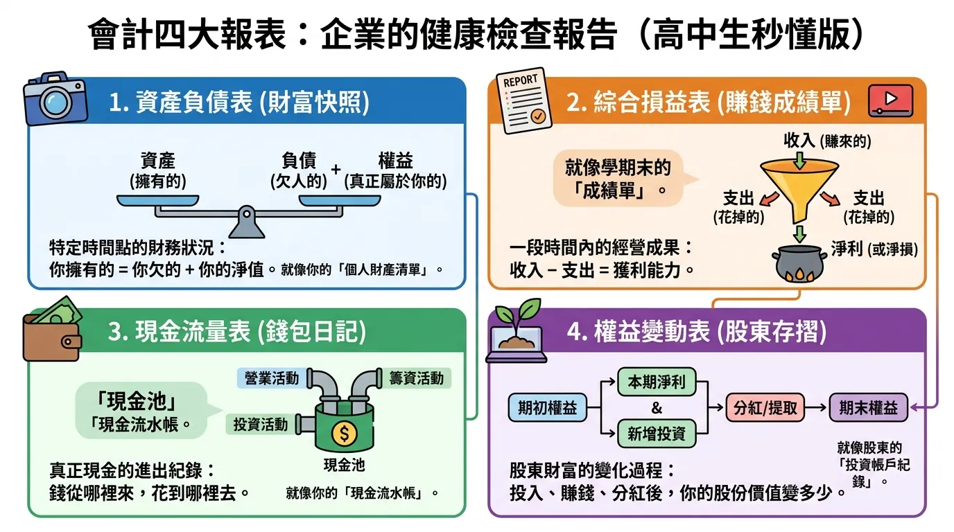 會計四大報表:高中生也能秒懂的企業健康檢查報告