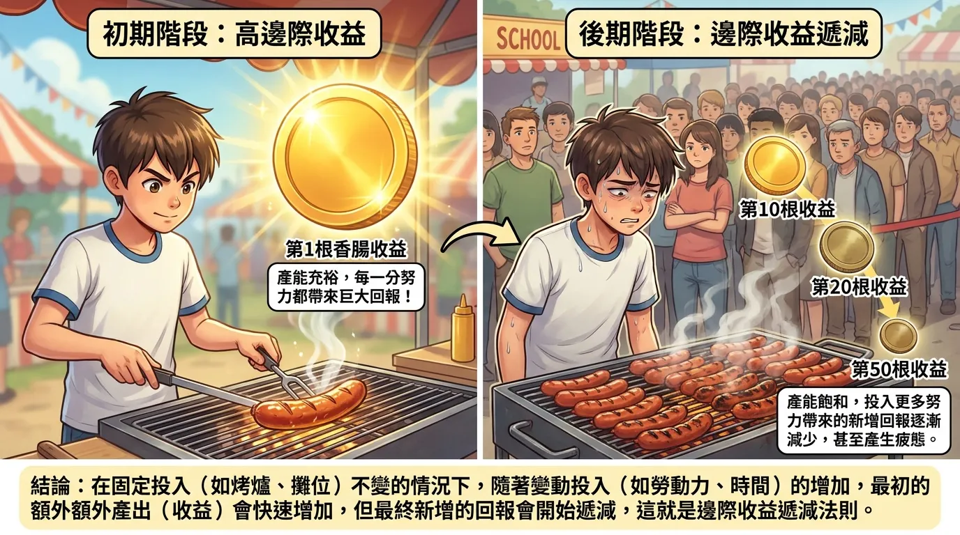 香腸攤位上的經濟學:邊際收益遞減法則